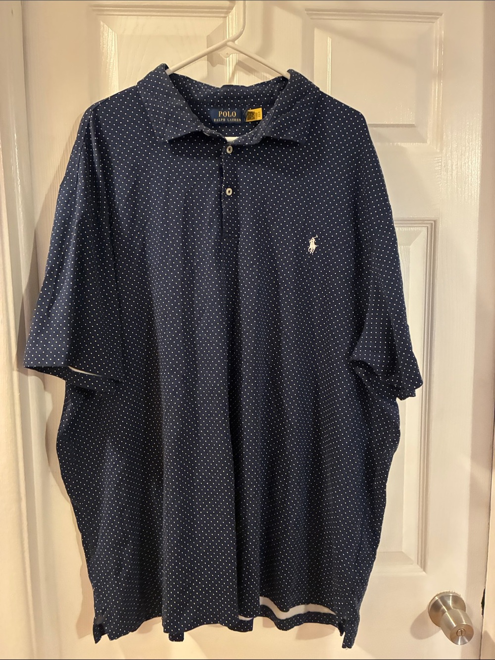 Polo by Ralph Lauren Navy Polo with White Micro Dots size 4XLT